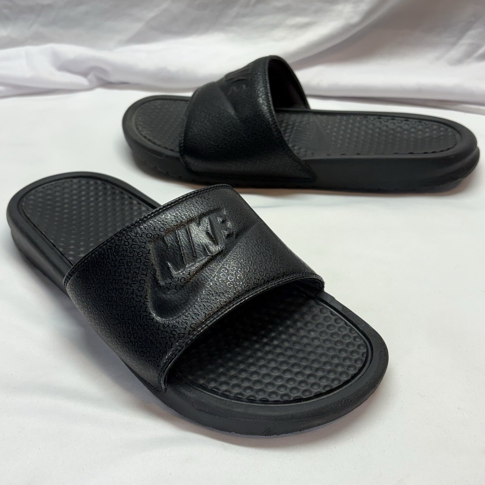 Nike Benassi JDI Men's Triple Black Slides Sandals Size 10 VGUC 343880-001